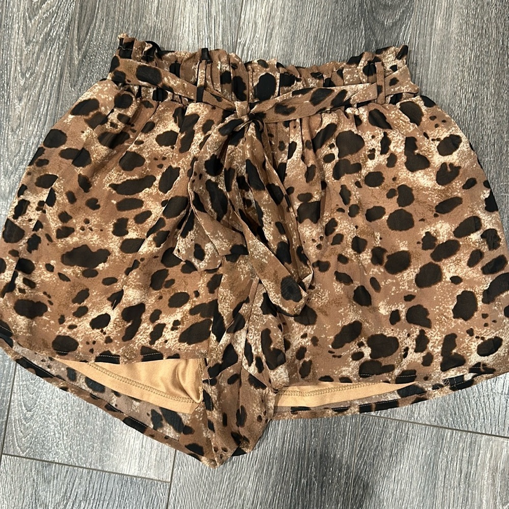 High waisted leopard print shorts